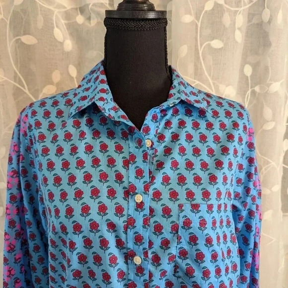 J. Crew Partial Button Down, Floral, 100% Cotton, Long Sleeves, Size S - Picture 2 of 7